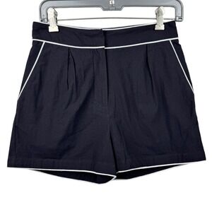 Commense Tailored High Waisted Shorts Womens Small Black White Contrast Piping